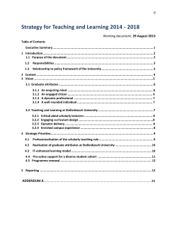 Strategy for Teaching and Learning 2014 - 2018
