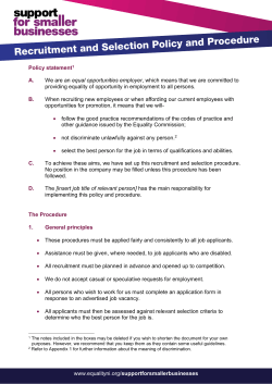Model recruitment and selection policy and procedure