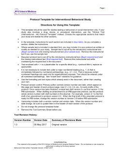 Clinical Research Protocol