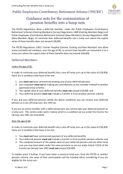 Deferred pension lump sum guidance