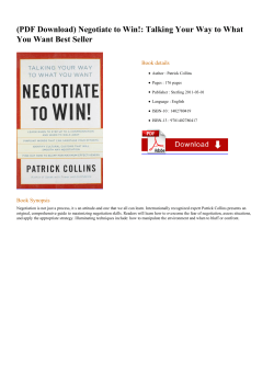 (PDF Download) Negotiate to Win!: Talking Your Way