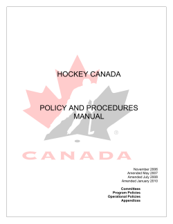 HOCKEY CANADA POLICY AND PROCEDURES MANUAL