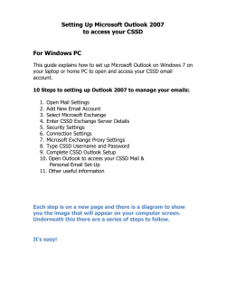 Setting Up Microsoft Outlook 2007 to Access your CSSD and