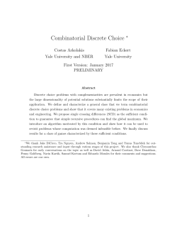 Combinatorial Discrete Choice - Department of Economics, Yale