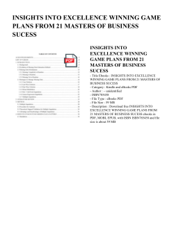 insights into excellence winning game plans from 21 masters of
