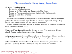 Strategy as the Prioritisation and Management of Key Issues