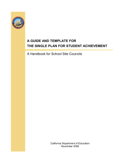 Guide for the SPSA - Single Plan for Student Achievement (CA Dept
