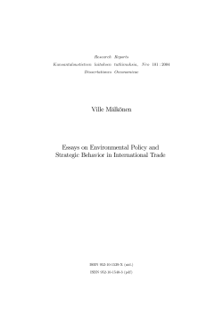 Essays on Environmental Policy and Strategic Behavior in - E