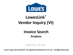 LowesLink&reg; Vendor Inquiry - Invoice Search
