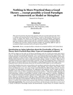Nothing Is More Practical than a Good Theory &acirc;
