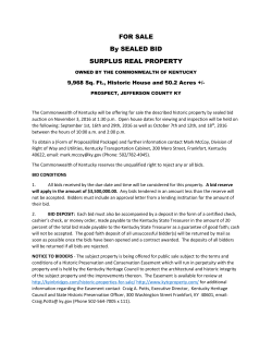 FOR SALE By SEALED BID SURPLUS REAL PROPERTY