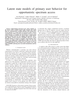 Latent state models of primary user behavior for opportunistic