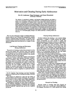 Motivation and Cheating During Early Adolescence