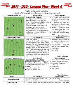 Topic: Individual Defending Two players at cones 10 yards apart