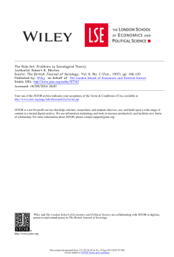 The Role-Set: Problems in Sociological Theory