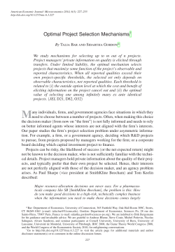 Optimal Project Selection Mechanisms - Talia Bar