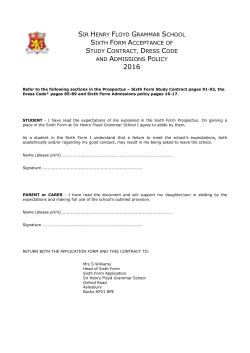 SIR HENRY FLOYD GRAMMAR SCHOOL SIXTH FORM A