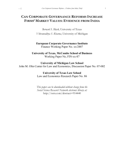 can corporate governance reforms increase firms` market values