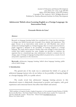 Adolescents` Beliefs about Learning English as a Foreign Language