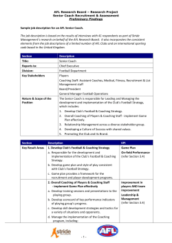 sample Job Description for a Senior Coach at an AFL Club