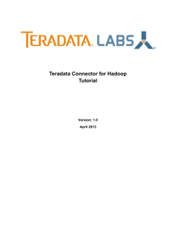 Teradata Connector for Hadoop User Guide