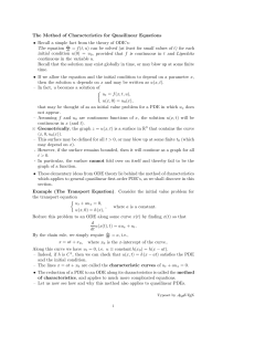 The Method of Characteristics for Quasilinear Equations &bull; Recall a