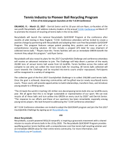 Tennis Industry to Pioneer Ball Recycling Program