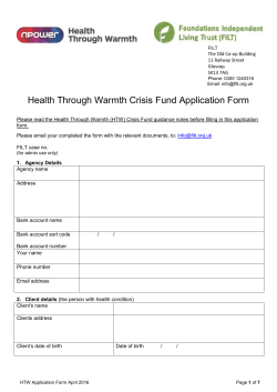 Health Through Warmth Hardship Fund Application Form