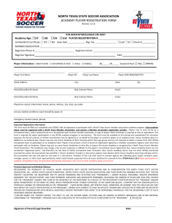 Academy Player Registration