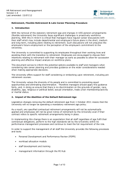 Retirement Flexible Retirement and Late Career Planning Procedure