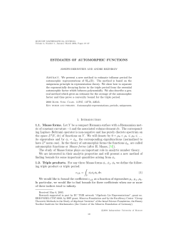 ESTIMATES OF AUTOMORPHIC FUNCTIONS 1. Introduction 1.1