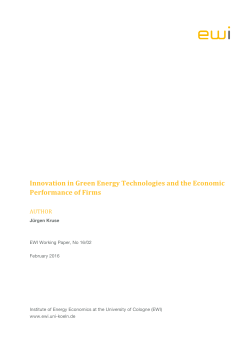 Innovation in Green Energy Technologies and the Economic