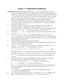 Chapter -2 Mathematical Induction INTRODUCTION: Method of