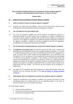 Status of Students Pending the Outcome of Consideration of (a) an