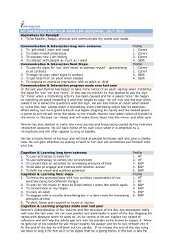 MY PROGRESS PLAN FOR RANULPH GOODMAN, JULY 2015