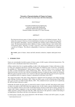 Towards a Characterization of Chance in Games
