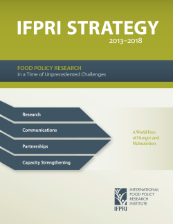 IFPRI Strategy 2013–2018: Food Policy Research in a Time of
