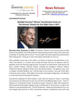 Multiple Grammy&reg; Winner Tony Bennett Comes to The Hanover