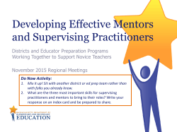 Developing Effetive Mentors and Supervising Practitioners