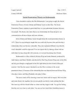 Social Penetration Theory on Bridesmaids