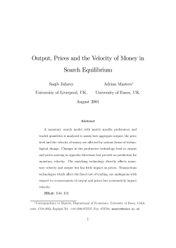 Output, Prices and the Velocity of Money in Search Equilibrium