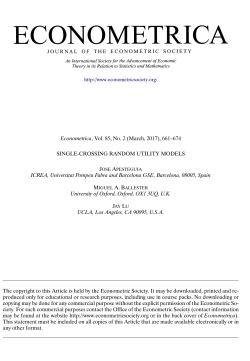 SINGLE-CROSSING RANDOM UTILITY MODELS&lowast; 1. Introduction