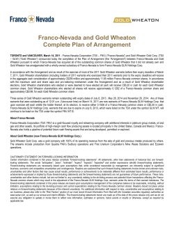 Franco-Nevada and Gold Wheaton Complete Plan of Arrangement