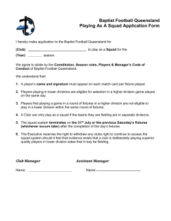 Squad Application Form - Baptist Football Queensland