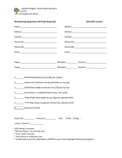 Garfield Heights Youth Hockey Boosters Membership Form