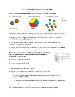 Experimental Probability Identify the sample space and the