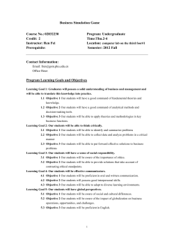 Business Simulation Game Course No.: 02832230 Program