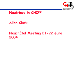 Neutrino in CHIPP - Swiss Institute of Particle Physics (CHIPP)
