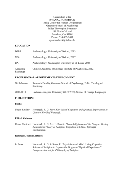 Curriculum Vitae RYAN G. HORNBECK Thrive Center for Human