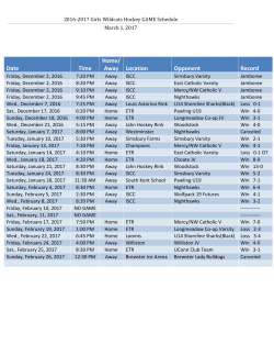 2016-2017 Girls Wildcats Hockey GAME Schedule